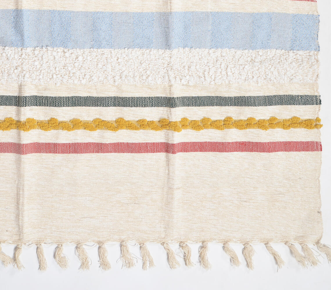 Hand-Tufted Cotton Striped Throw Blanket – Vibrant Multicolor