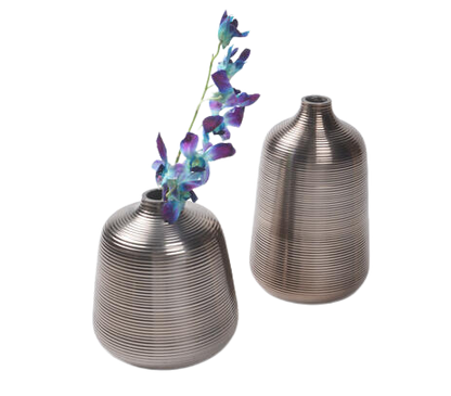 Ribbed Lacquered Aluminium Flower Vases (set of 2)