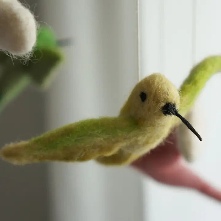 Handmade Hummingbird Baby Mobile – Delicate Wool Nursery Decor