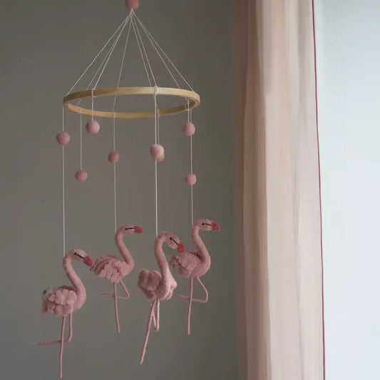 Handmade Pink Flamingo Mobile – Whimsical Handmade Nursery Décor