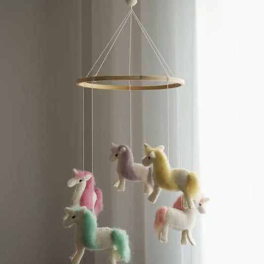 Handmade Unicorn Baby Mobile – Magical Wool Nursery Decor