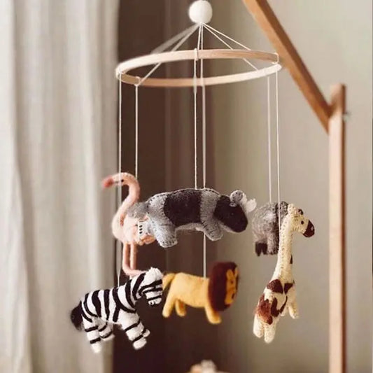 Safari Animals Baby Mobile – Handmade Wool Nursery Decor