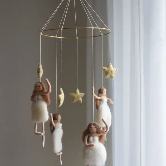 Handmade Ballerina Baby Mobile – Elegant Wool Nursery Decor