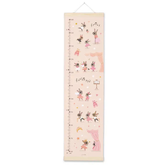 Ballet Height Growth Chart – Canvas Wall Ruler with Wooden Hangers