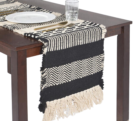 Monochromatic Illusion Handwoven Table Runner