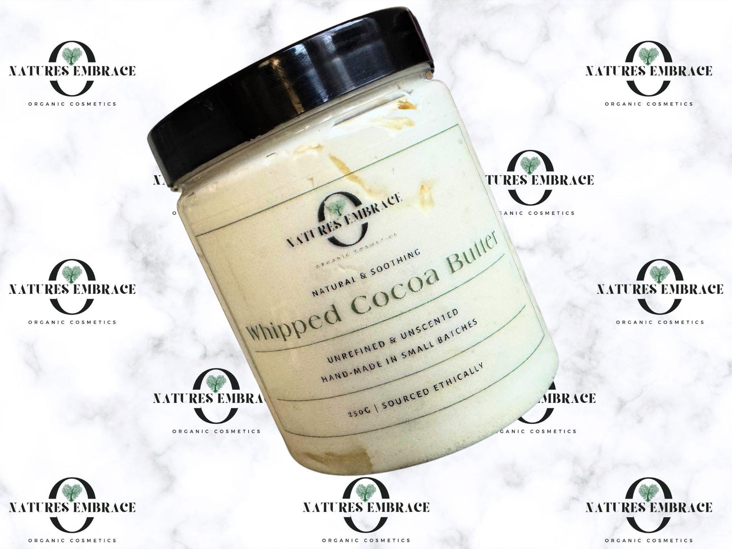 Natures Embrace Organic Handmade 100% Fresh Natural Unrefined Whipped Cocoa Butter  Moisturizing Skincare Haircare Fragrance Free