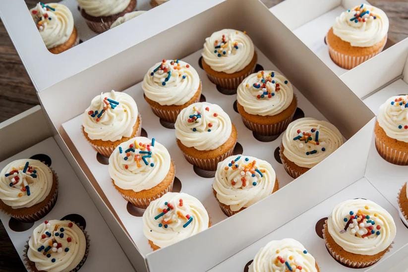 Artisan Vanilla Cupcakes, Lemon Cupcakes, Red Velvet Cupcakes Platter Box Occasion Gift Set