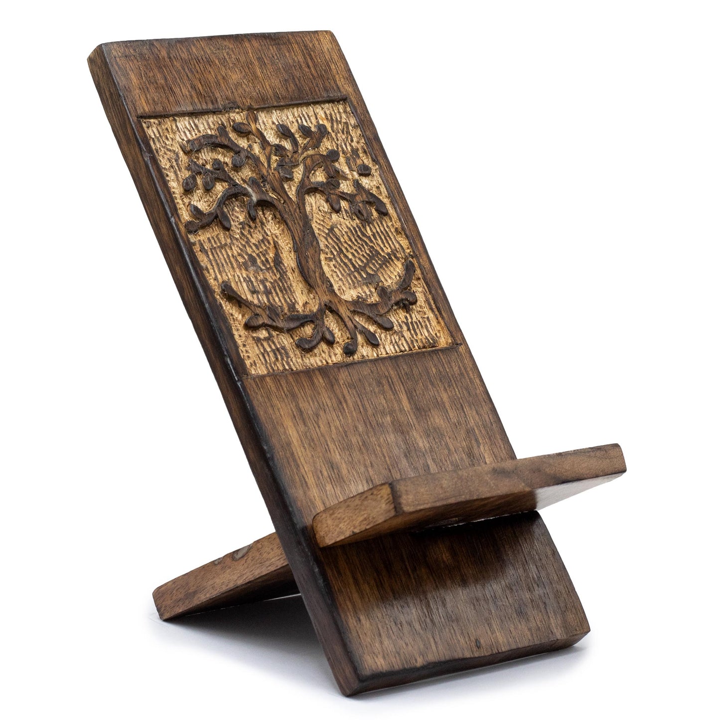 Wooden Carved Phone Stands - Tree of Life 20x9.5cm