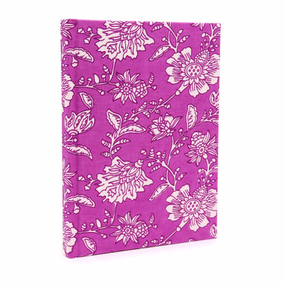 Cotton Bound Notebook - 20x15cm, 96 Pages, Fuchsia Flower