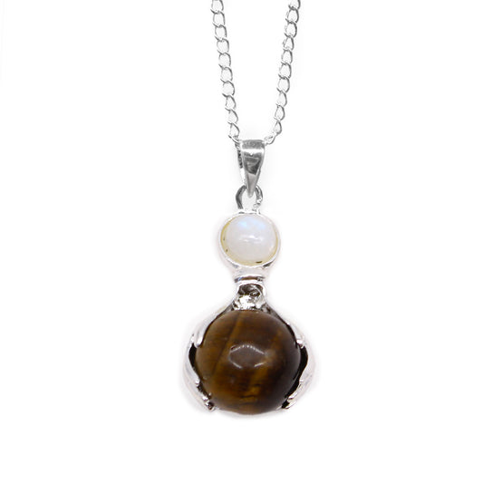 Round Tiger Eye Pendant Necklace