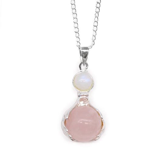 Round Rose Quartz Pendant Necklace