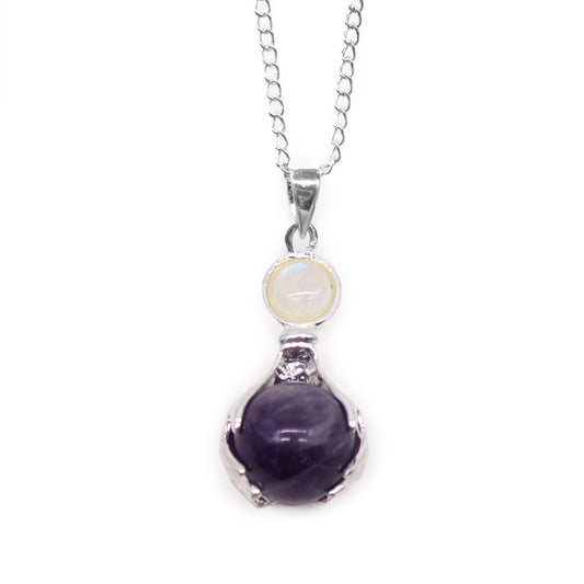 Round Amethyst Pendant Necklace