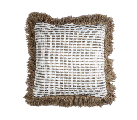 Handcrafted fringed cushion cover