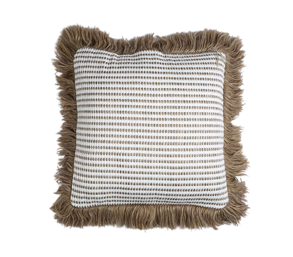 Handcrafted fringed cushion cover